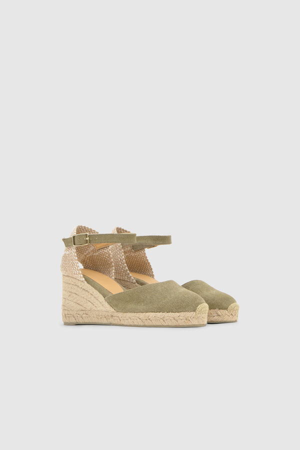 Casta&ntilde;er Natural jute wedge espadrille Kaki