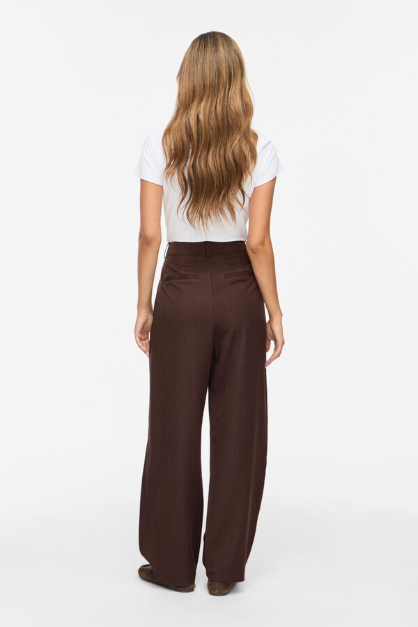 Vila Wide trousers with pleats Dark brown