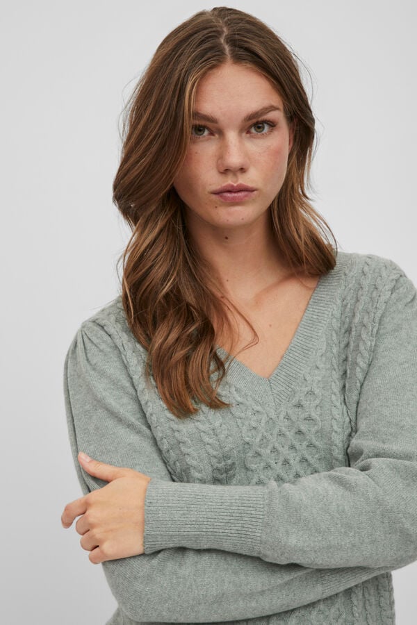 Vila Cable knit jumper Green