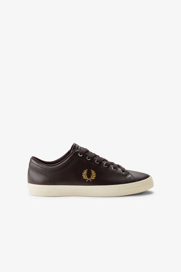 Fred Perry Sapatilha Baseline em pele Castanho