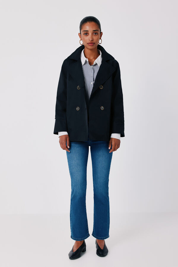 Cortefiel Short flared trench Black
