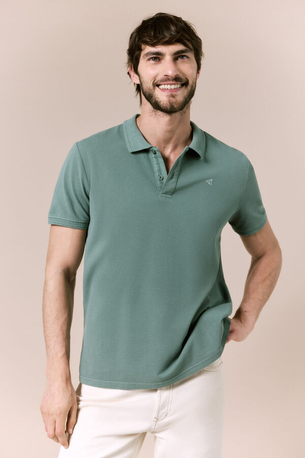 OOTO Polo b&aacute;sico em piqu&eacute; lavado Verde