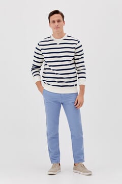 Cortefiel Cotton and linen chinos with drawstring  Blue
