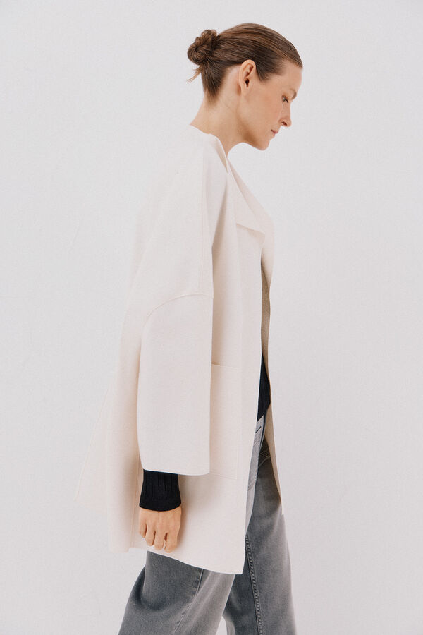 Cortefiel Cape coat with light fabric Ivory