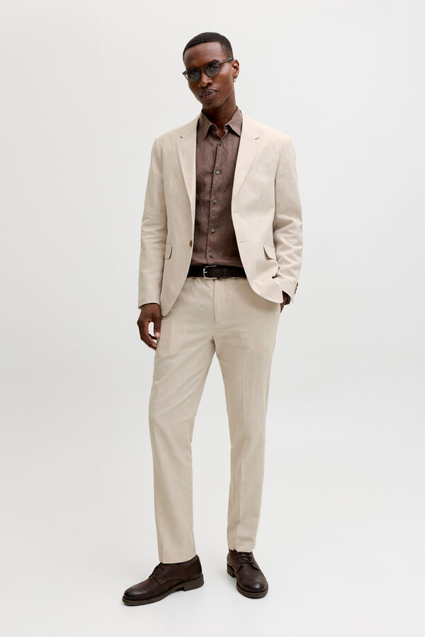 Jack & Jones Linen slim fit blazer Beige