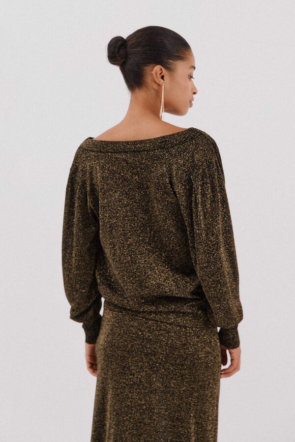 Cortefiel Jersey cuello drapeado. Dorado