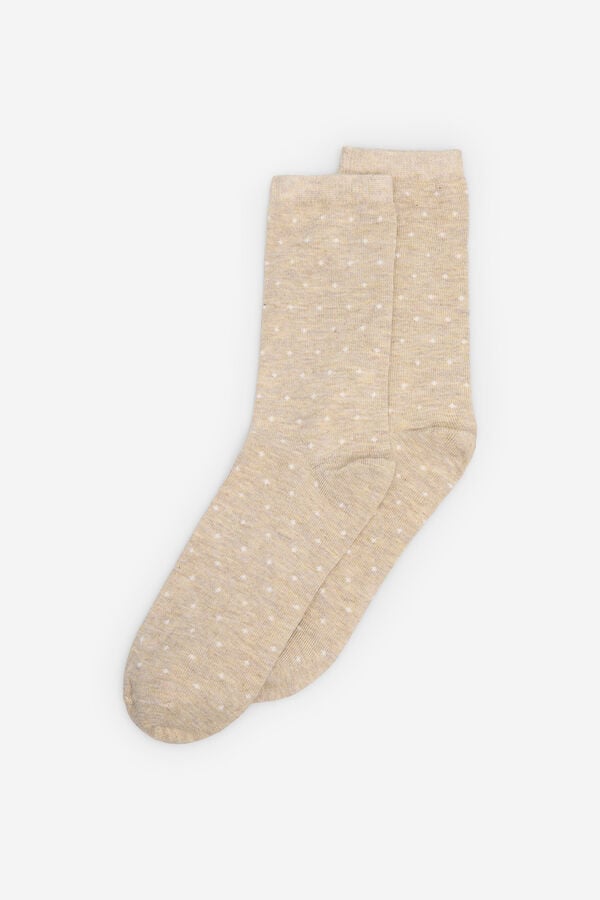 Cortefiel Long mini polka-dots sock Nude