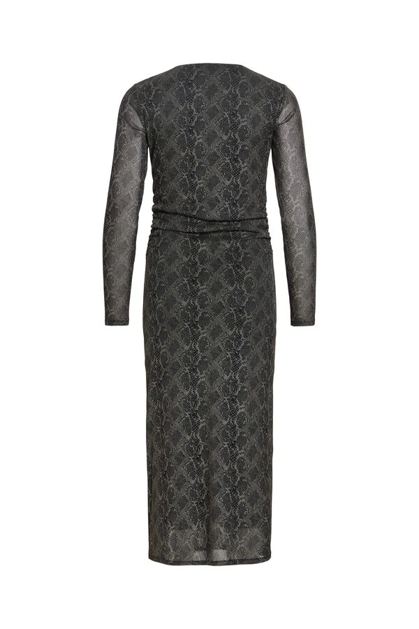 Vila Vestido midi estampado animal Preto