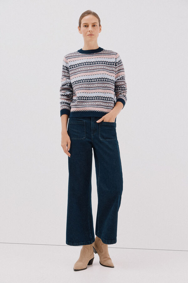 Cortefiel Greek jersey-knit sweater Navy