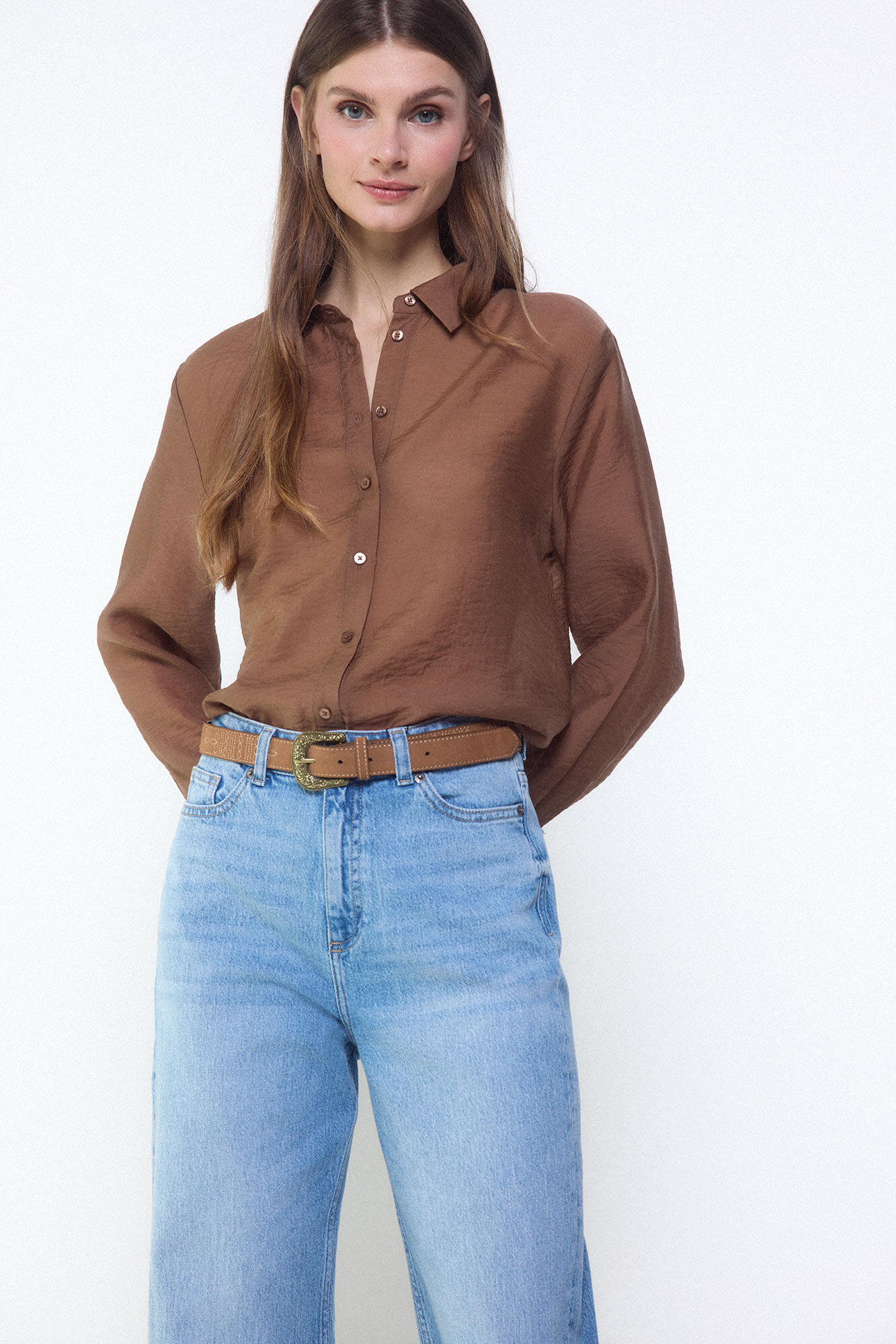 Slowlove Camisa em organza