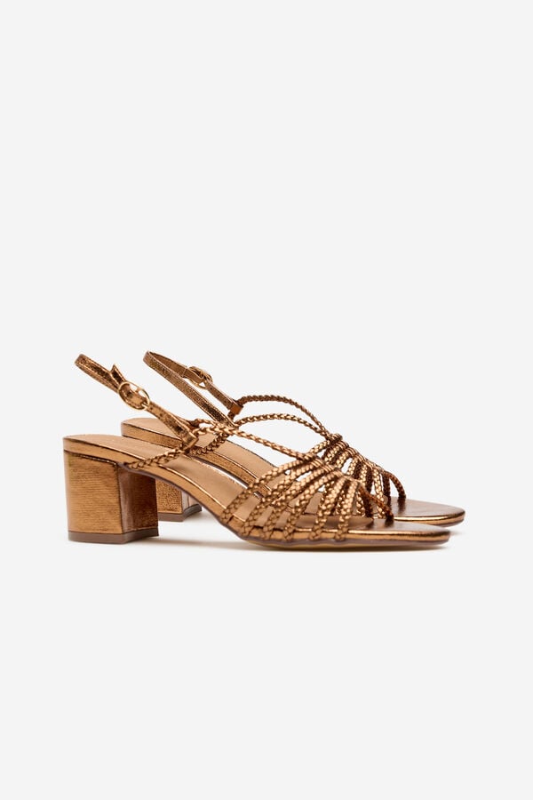 Cortefiel Sand&aacute;lia de salto tiras Dourado