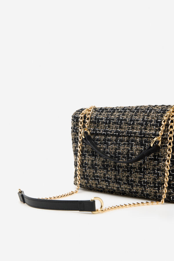 Cortefiel Tweed shoulder bag Black