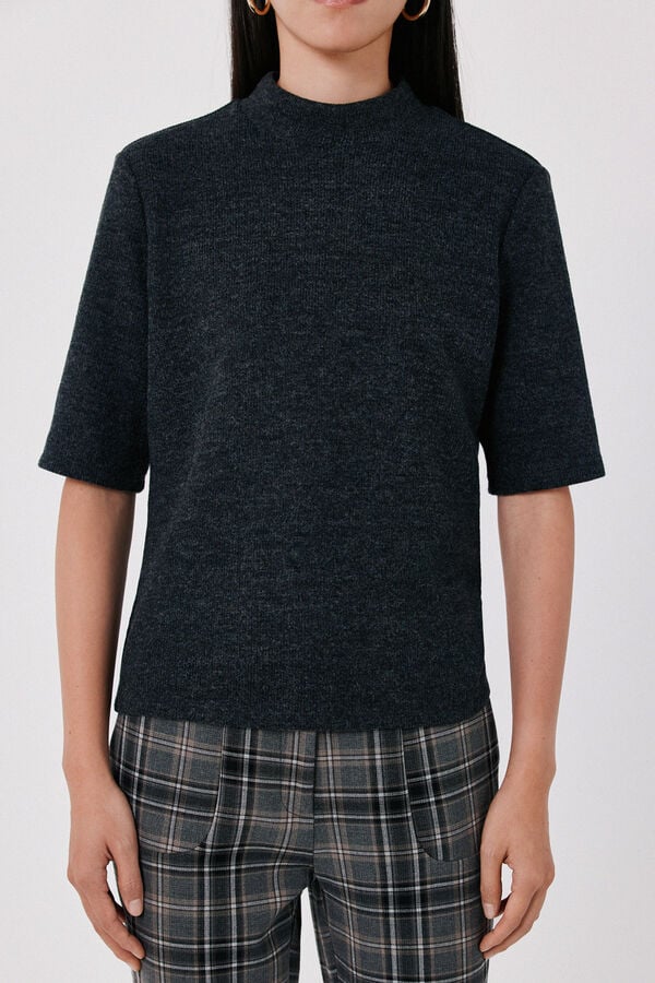 Cortefiel Short sleeve top Dark grey