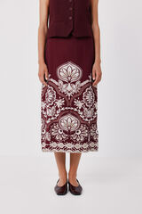 Cortefiel Printed straight skirt Printed red