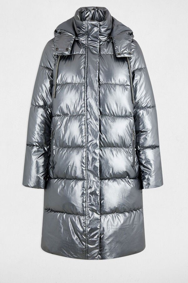 Morgan Sobretudo longo e brilhante acolchoado Cinzento