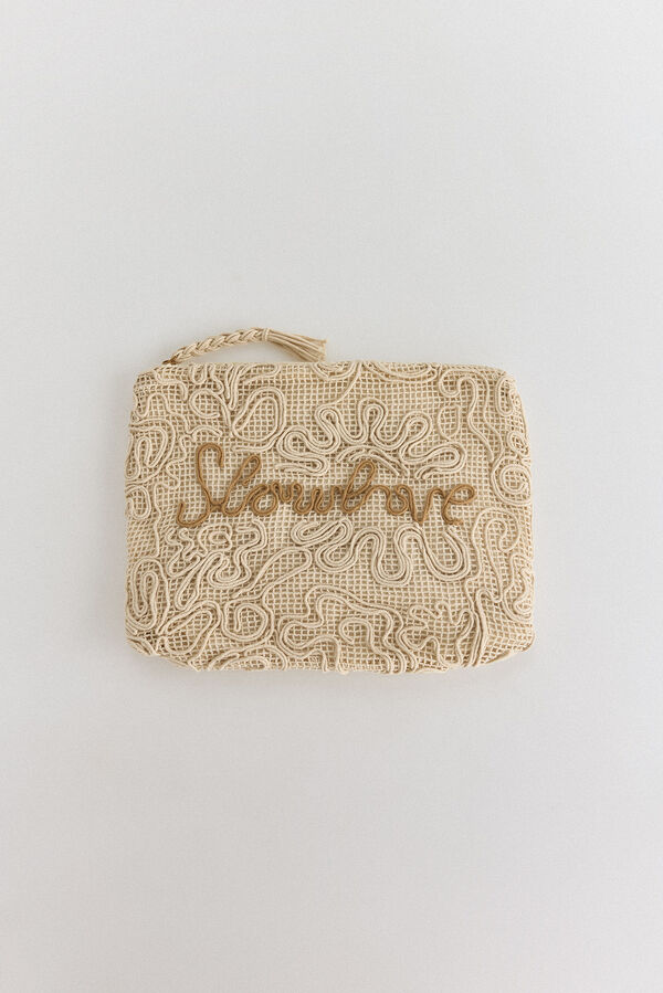 Slowlove Carteira maxi de algodão estampada Ecru