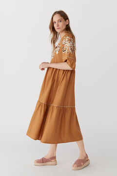 Cortefiel Long dress Brown