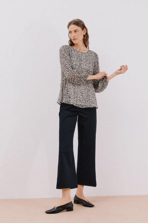 Cortefiel Pleated blouse Printed white