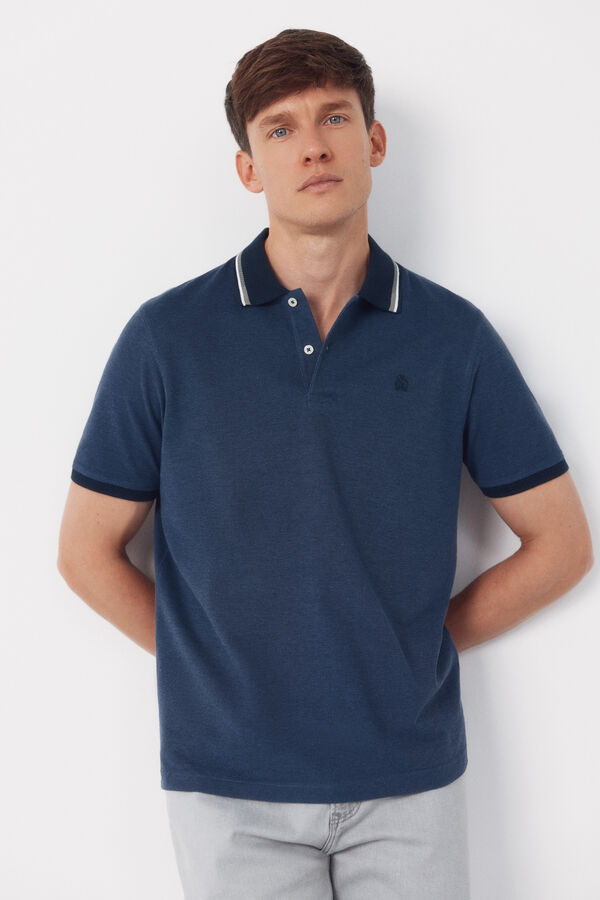 Cortefiel Oxford polo shirt Navy