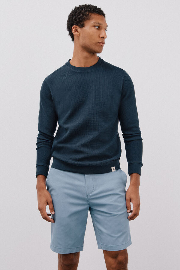 Cortefiel Printed chino bermuda shorts Blue
