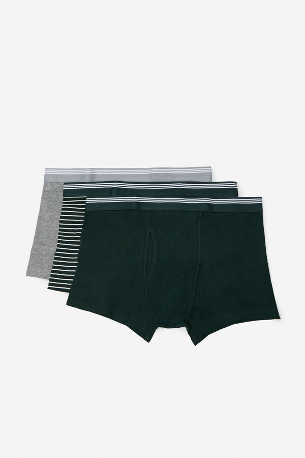 Cortefiel 3-pack jersey-knit boxers Dark green
