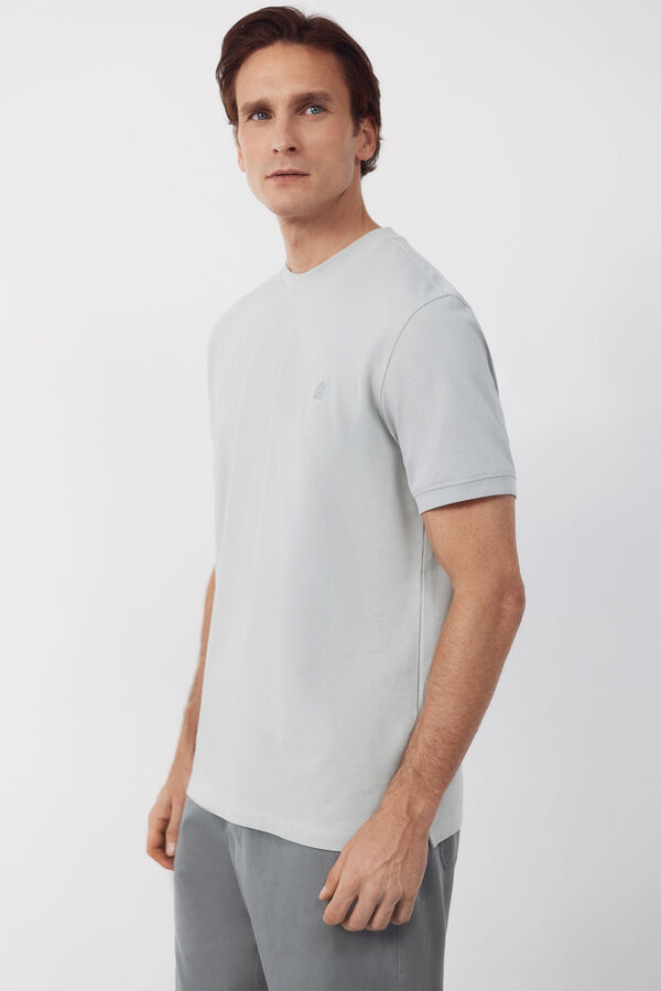 Cortefiel Piqu&eacute; basic T-shirt Blue