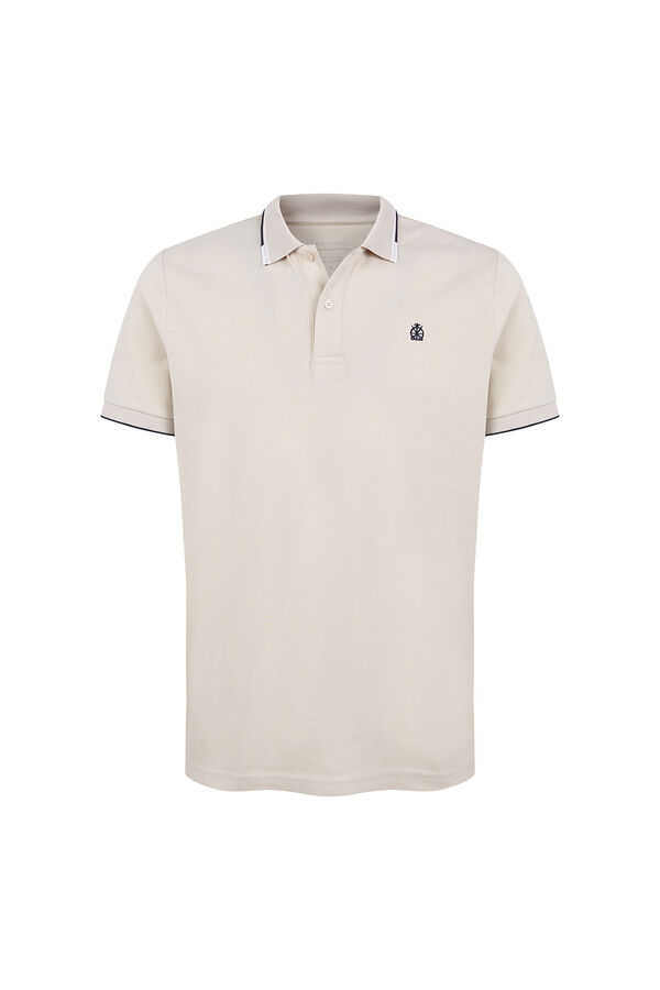 Cortefiel Polo shirt with tips Beige