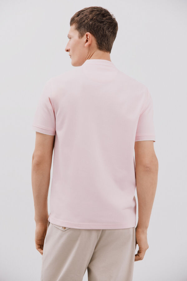 Cortefiel Mandarin collar polo shirt Pink