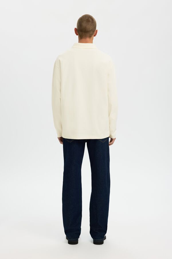 Selected Polo manga comprida relax Branco