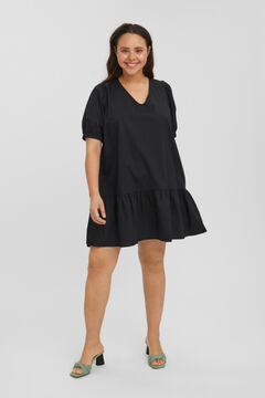 Cortefiel Plus size short-sleeved short dress Black