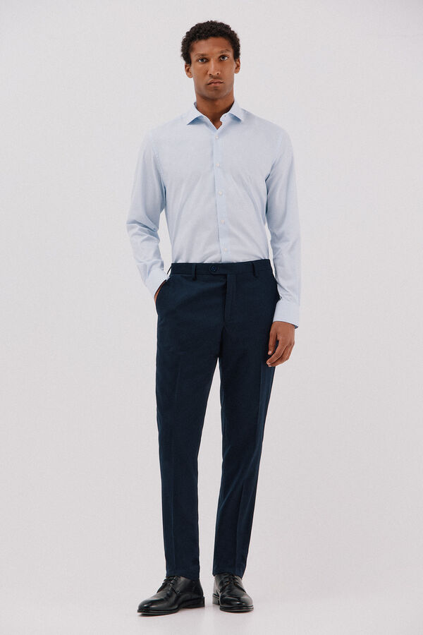 Cortefiel Camisa quadrados fácil de engomar Azul