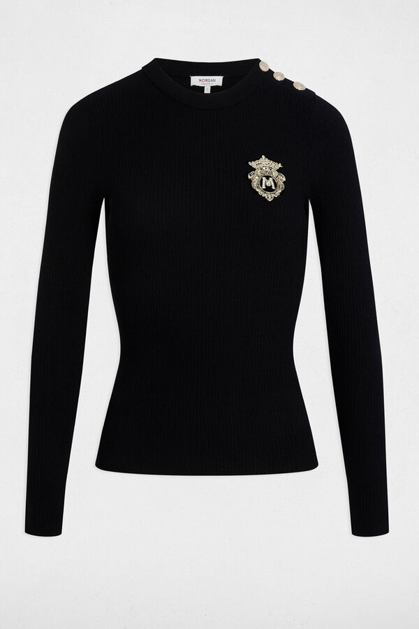 Morgan Camisola de gola redonda Preto