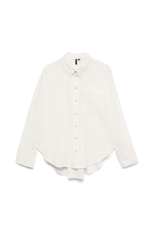 Vero Moda Linen long sleeve shirt White