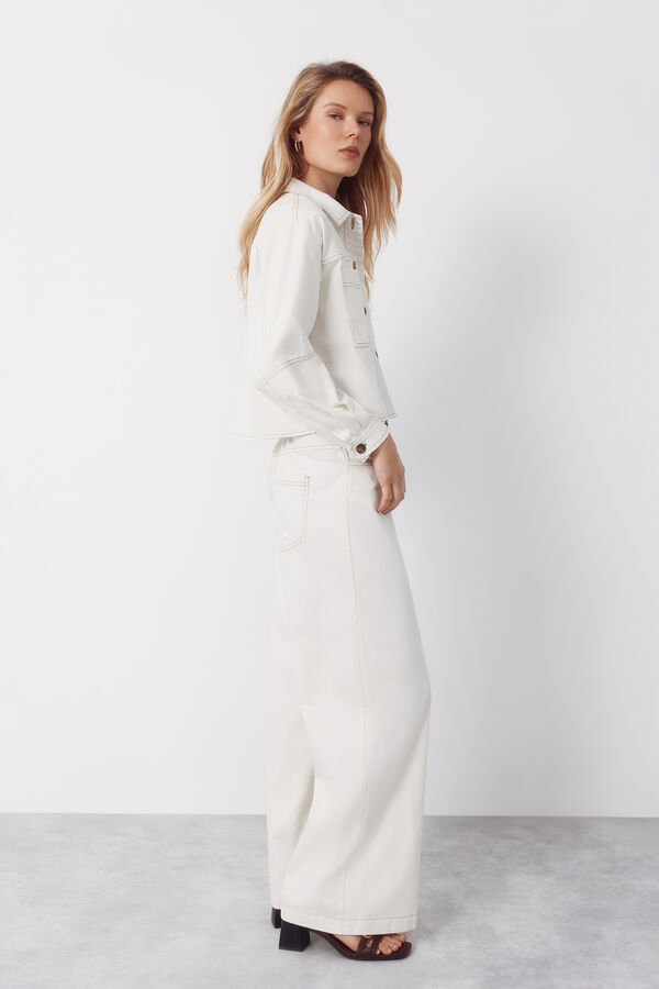 Cortefiel Camisa Vaquera Soft Marfil