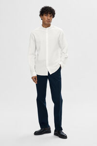 Cortefiel Long sleeve shirt with a mandarin collar, made with linen and organic cotton. White