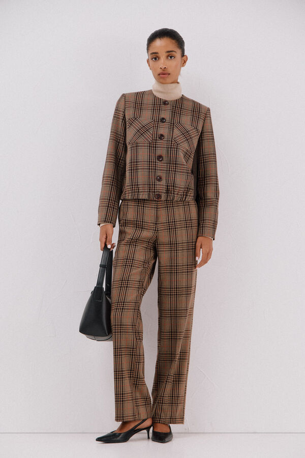 Cortefiel Checkered jacket Nude