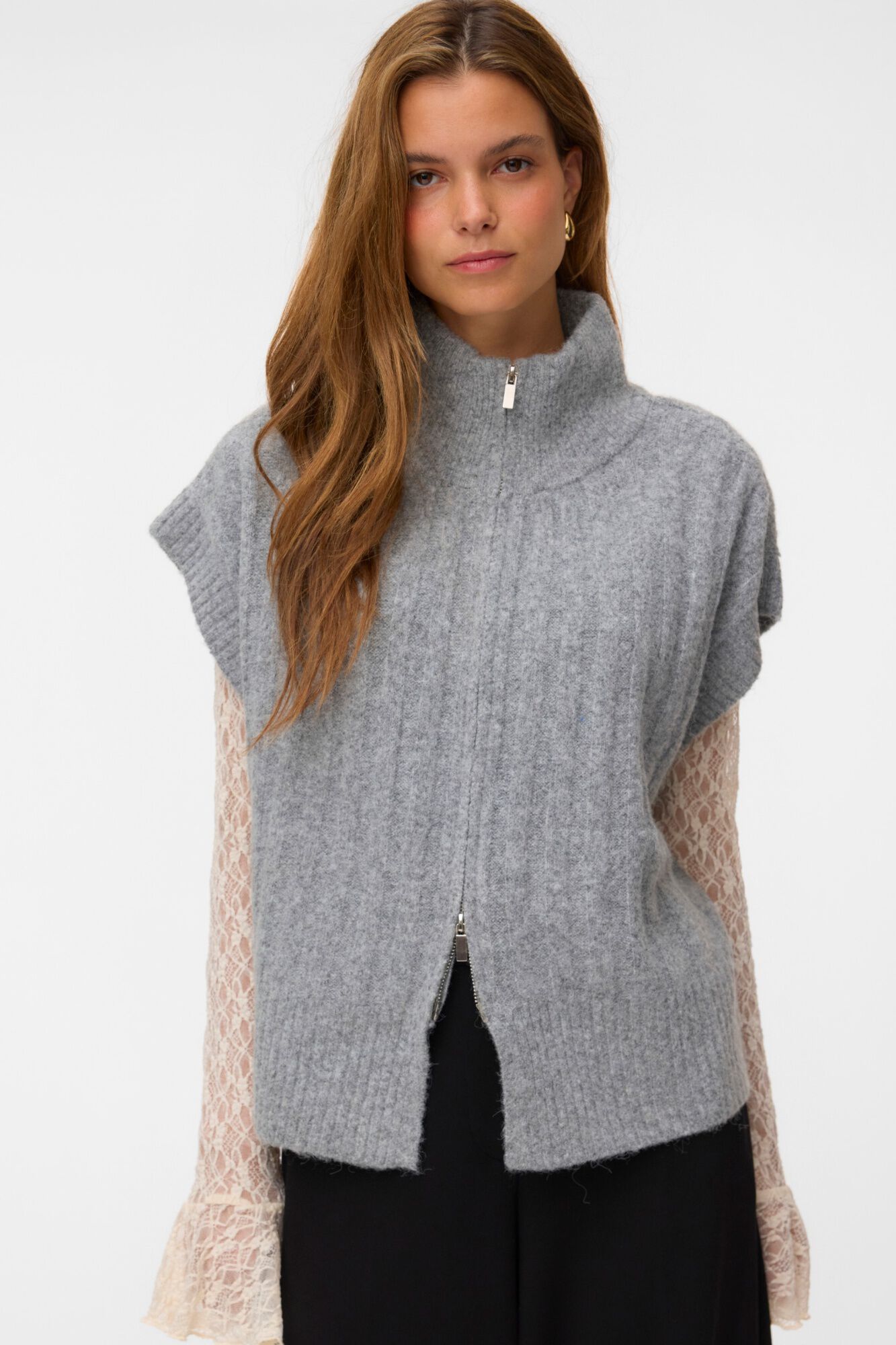 Vero Moda Colete de malha com fecho-&eacute;clair