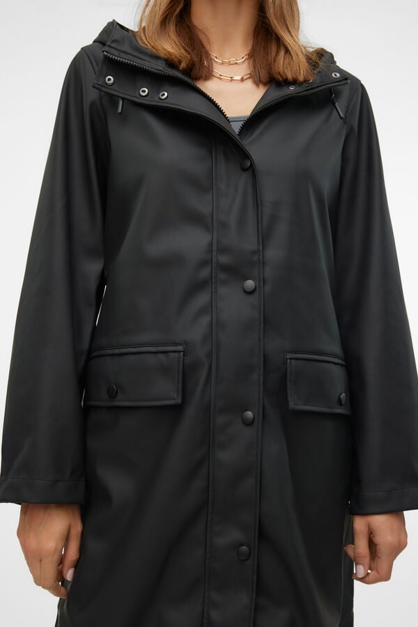 Vero Moda Impermeável midi com capuz Preto