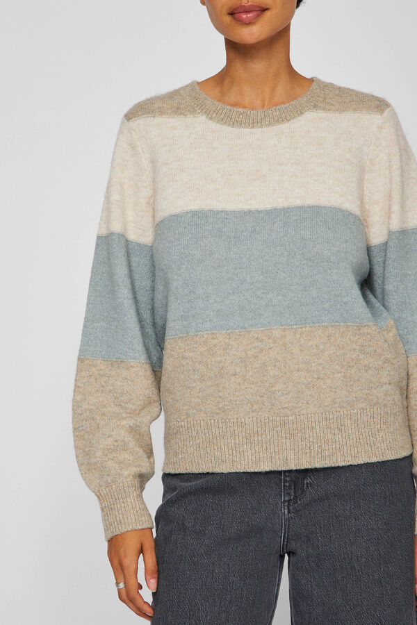 Cortefiel Striped jersey-knit jumper Nude