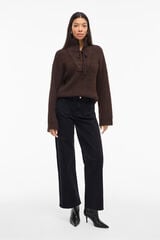 Vila Calça largas com bolsos frontais Preto