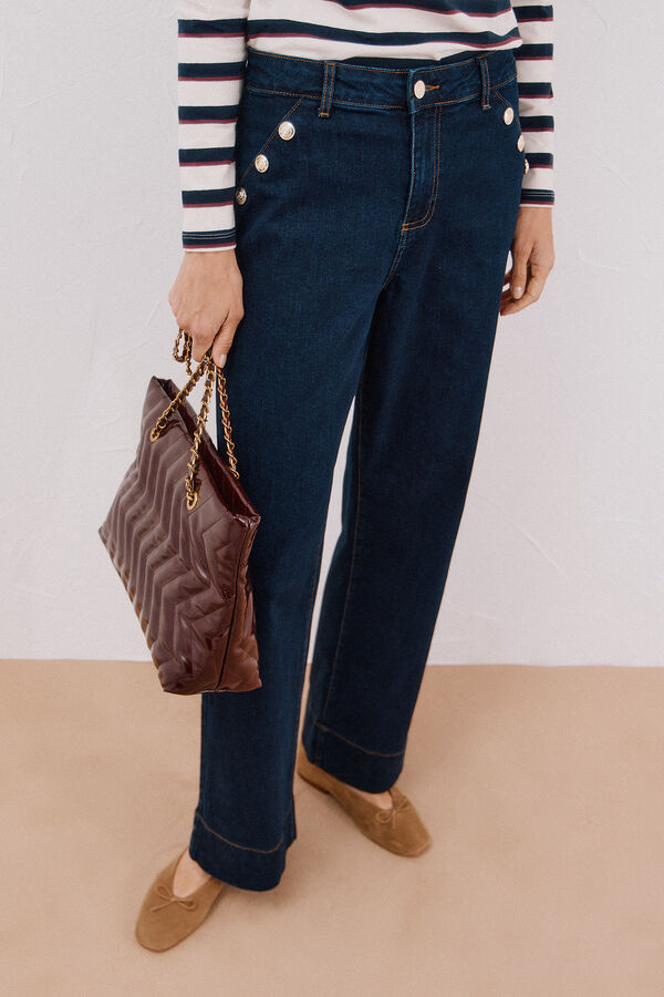 Cortefiel Palazzo pants with buttons  Blue