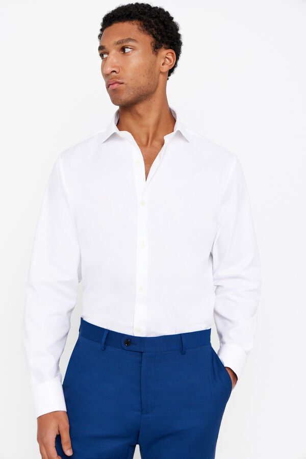 Cortefiel Plain easy-iron shirt with cufflinks White
