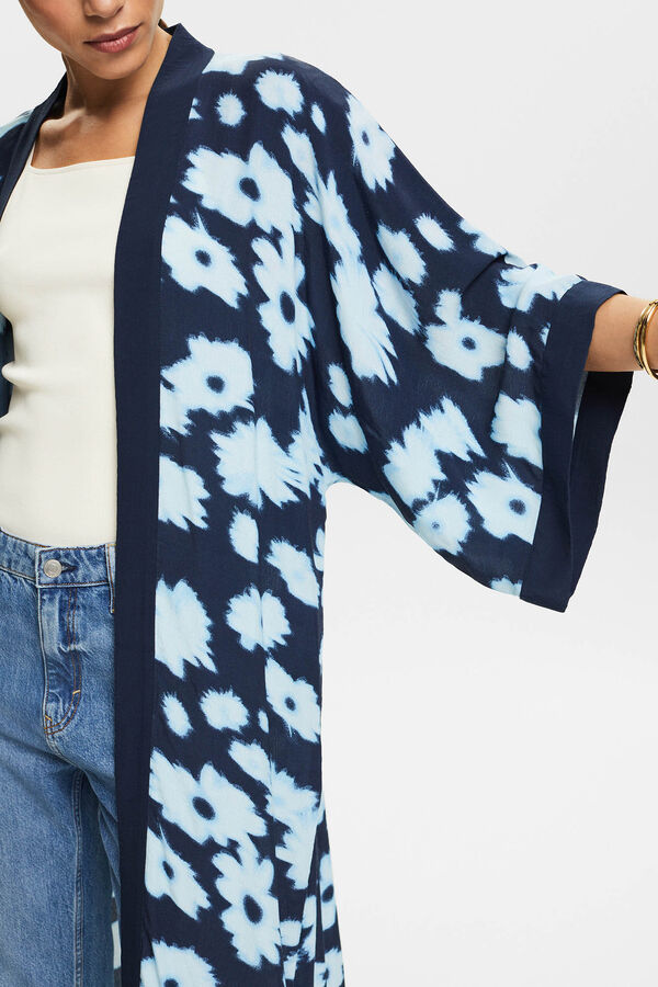 Esprit Kimono largo estampado floral con viscosa ecovero Estampado azul