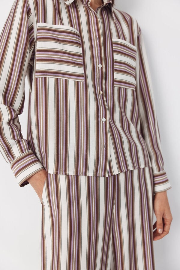 Cortefiel Striped shirt Printed brown