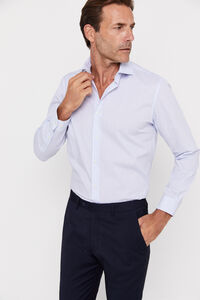 Cortefiel Classic fit striped easy-iron dress shirt Blue