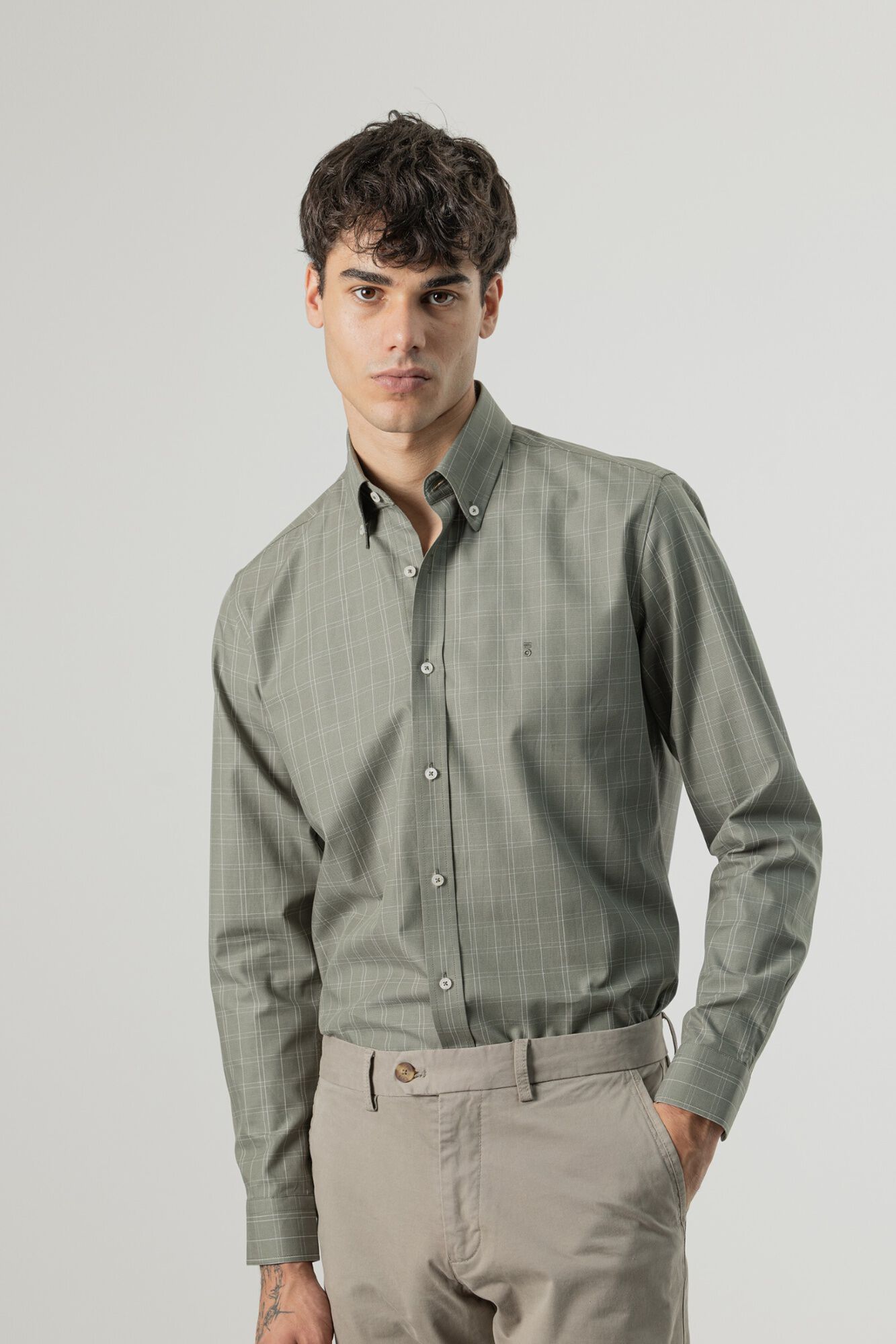 PuroEGO Camisa aos quadrados janela