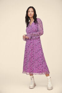 Cortefiel Midi dress with long semi-sheer sleeves Multicolour