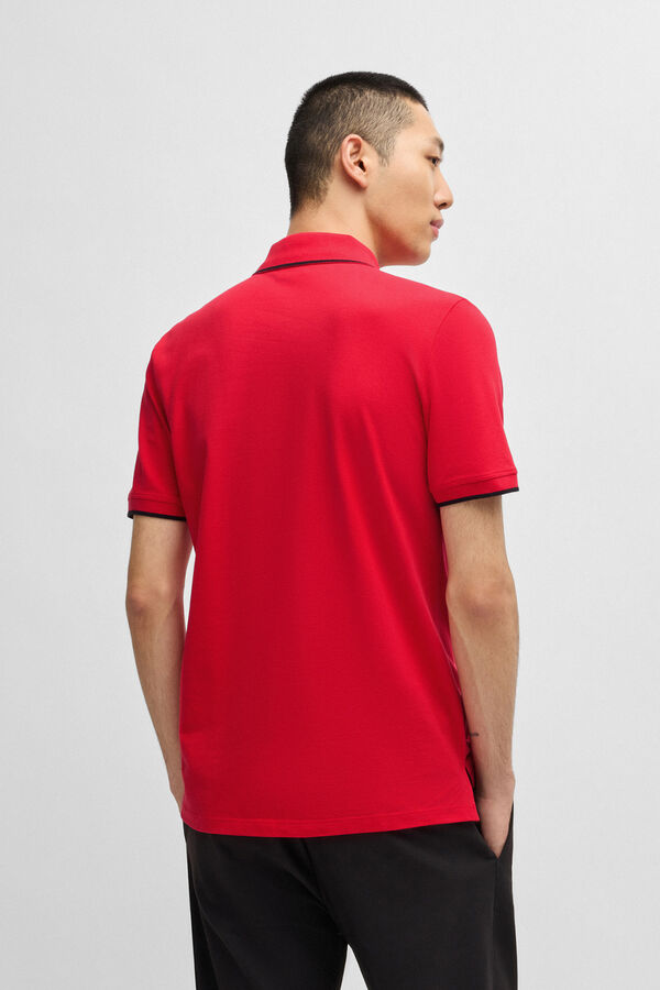 HUGO Camisa polo de algodão elástico slim fit com logo estampado Subiu