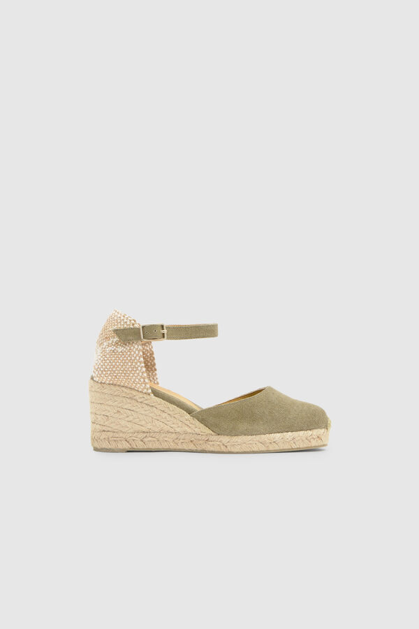 Casta&ntilde;er Natural jute wedge espadrille Kaki