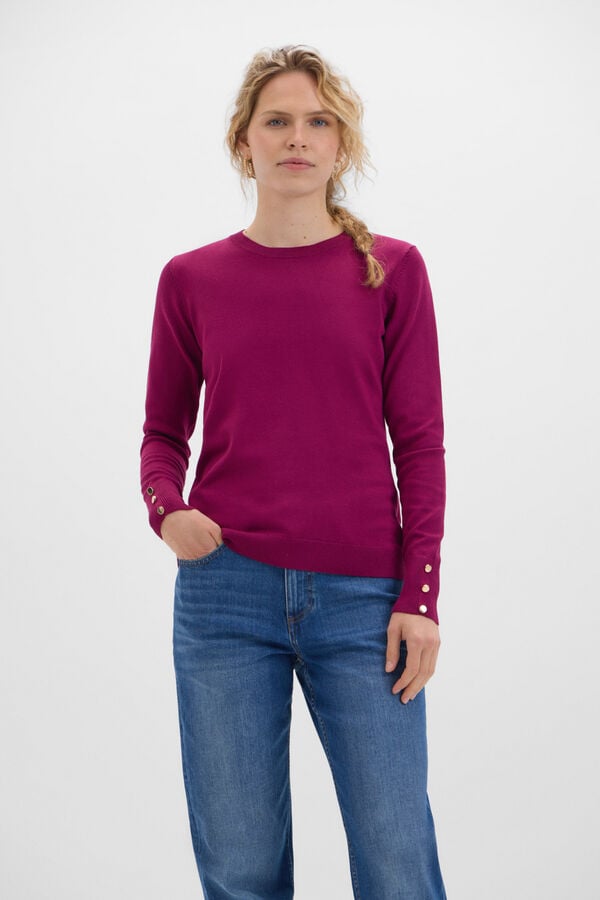 Cortefiel Round neck jumper Purple